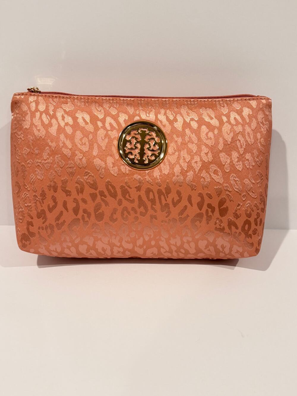 Leopard Print Cosmetic Makeup Bag Pink Blush Zip Travel Pouch